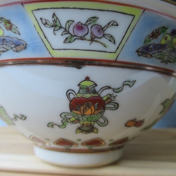 Porcelain Rice Soup Bowl with Chinese Symbols of Prosperity, China - Picture 5 of 16